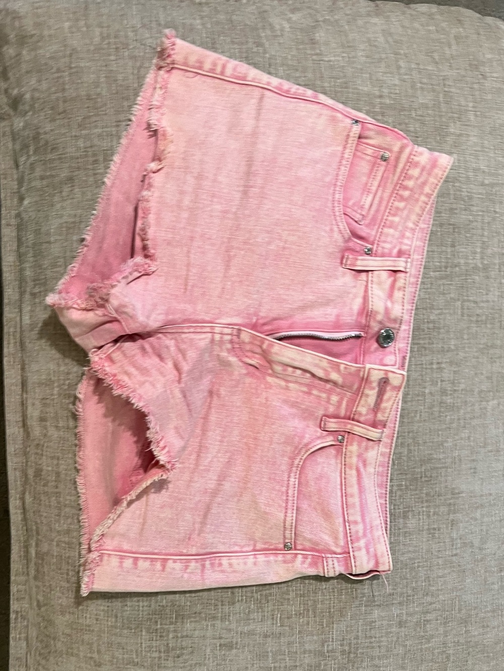 Guess Pink Washed Distressed Denim Shorts Size 27